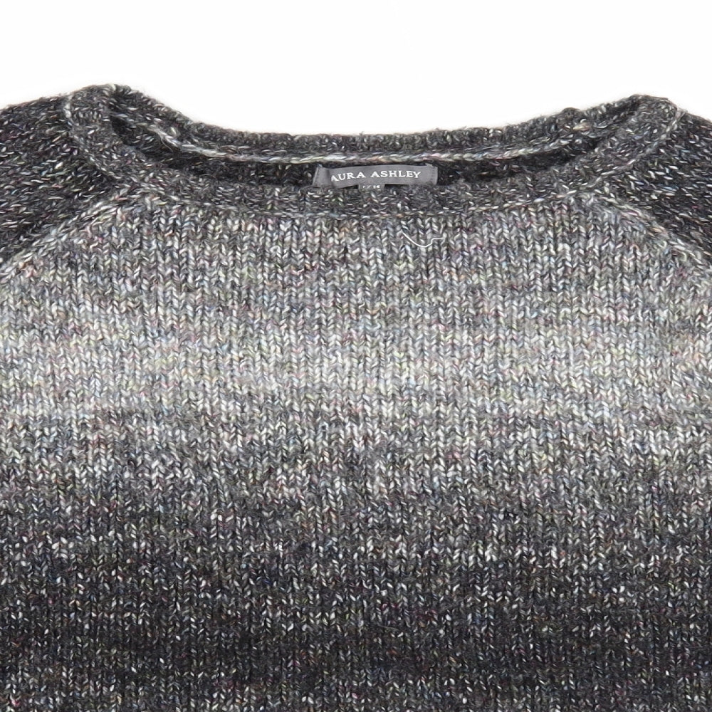 Laura Ashley Womens Grey Round Neck Acrylic Pullover Jumper Size 14