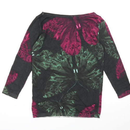 NEXT Womens Green Boat Neck Geometric Cotton Pullover Jumper Size 8 - Butterfly Pattern