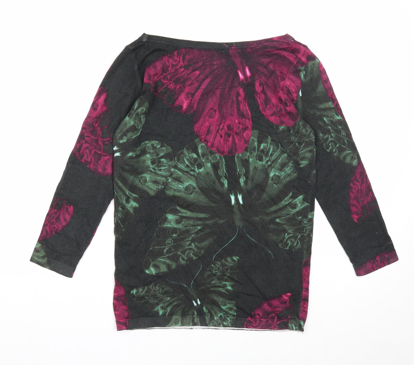 NEXT Womens Green Boat Neck Geometric Cotton Pullover Jumper Size 8 - Butterfly Pattern