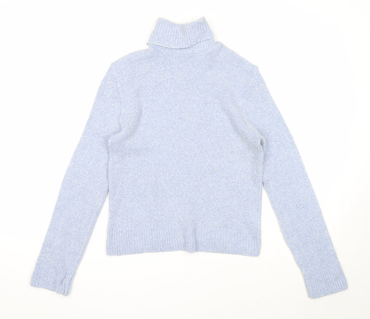 Ozone Womens Blue Roll Neck Acrylic Pullover Jumper Size L