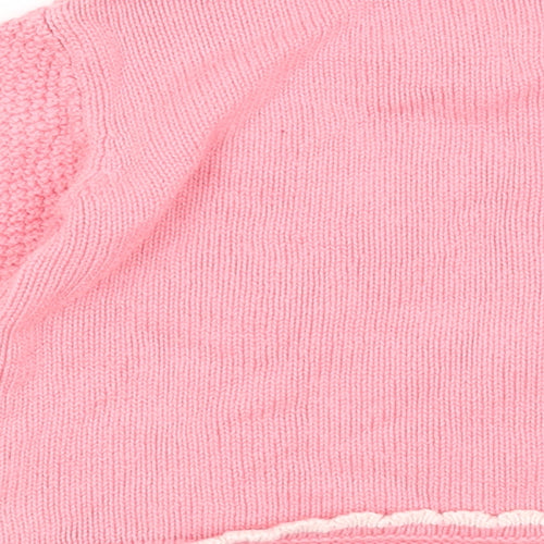 Preworn Girls Pink Cotton Pullover Jumper Size 6-9 Months Button - Owl