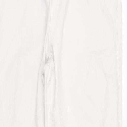 Marks and Spencer Womens White Cotton Straight Jeans Size 12 Regular Zip