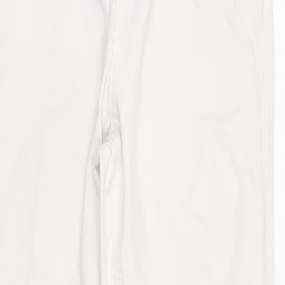 Marks and Spencer Womens White Cotton Straight Jeans Size 12 Regular Zip