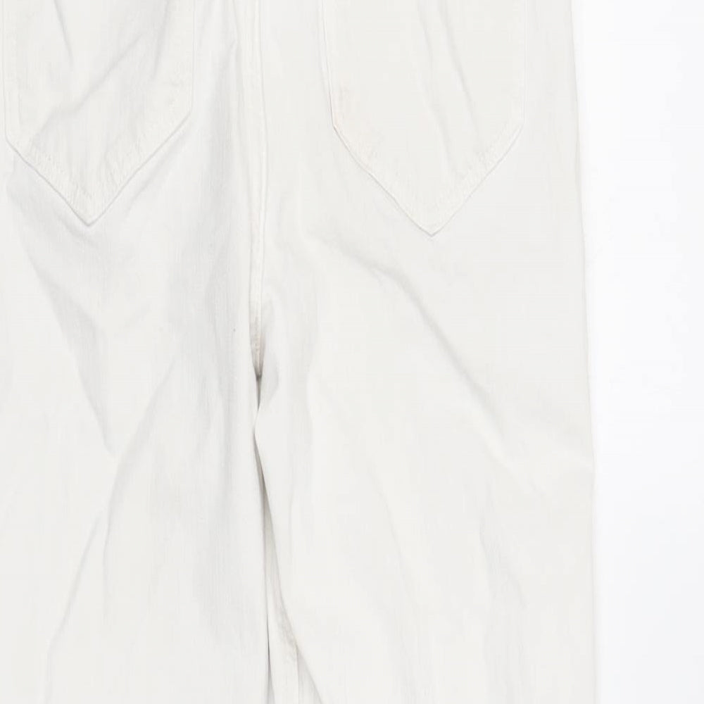 Marks and Spencer Womens White Cotton Straight Jeans Size 12 Regular Zip