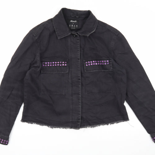 Denim & Co. Womens Black Jacket Size 10 Button