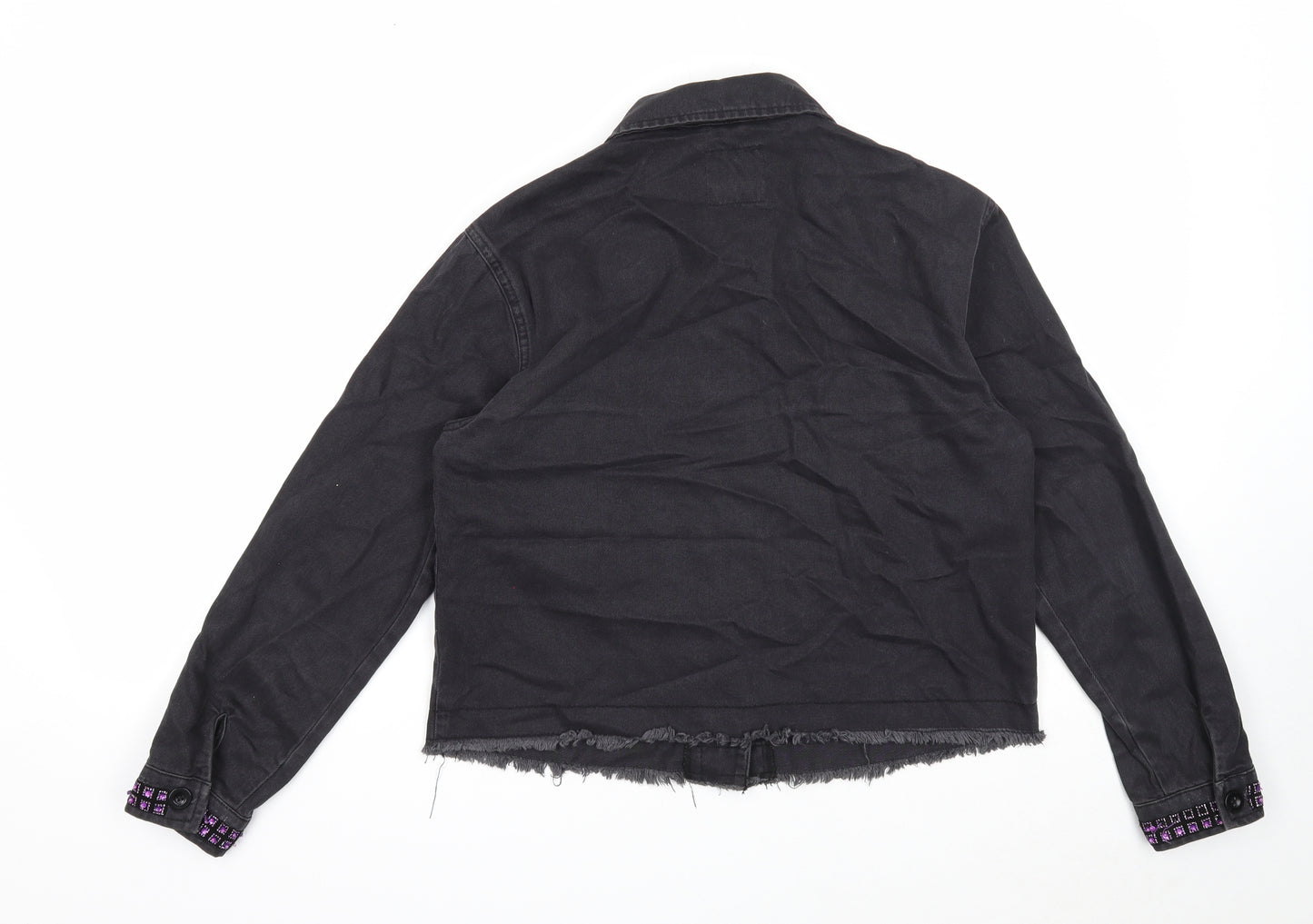 Denim & Co. Womens Black Jacket Size 10 Button