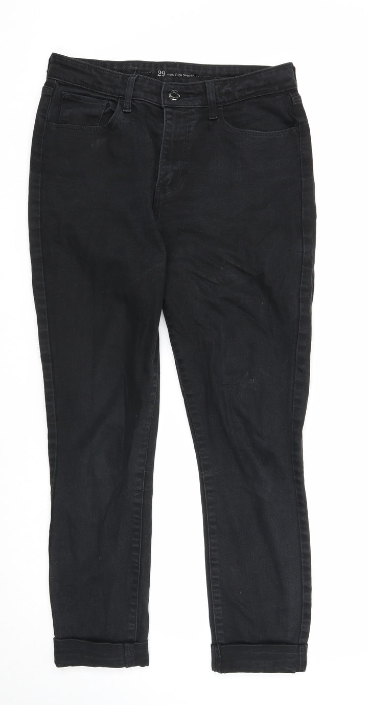 Preworn Womens Black Cotton Straight Jeans Size 29 in L31 in Regular Zip