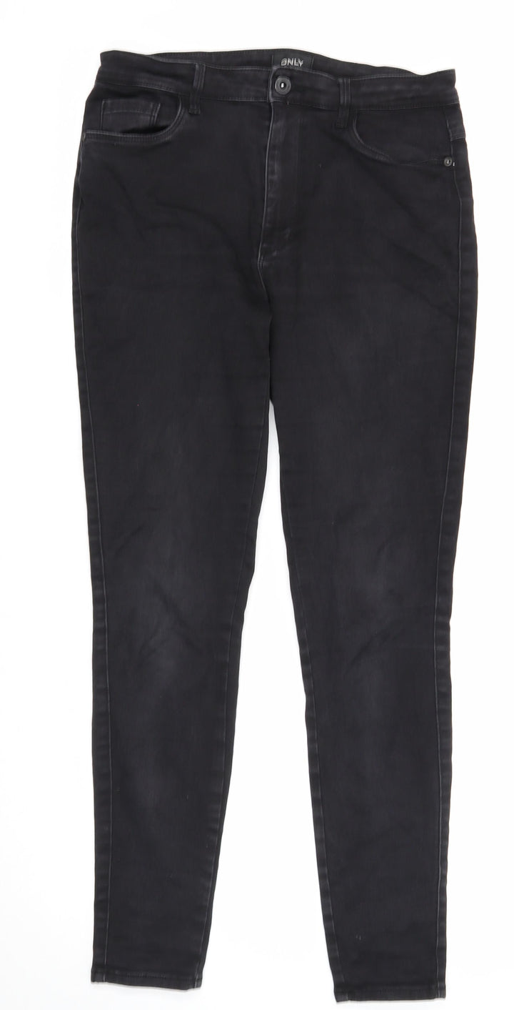 Only Womens Black Cotton Skinny Jeans Size L Regular Zip