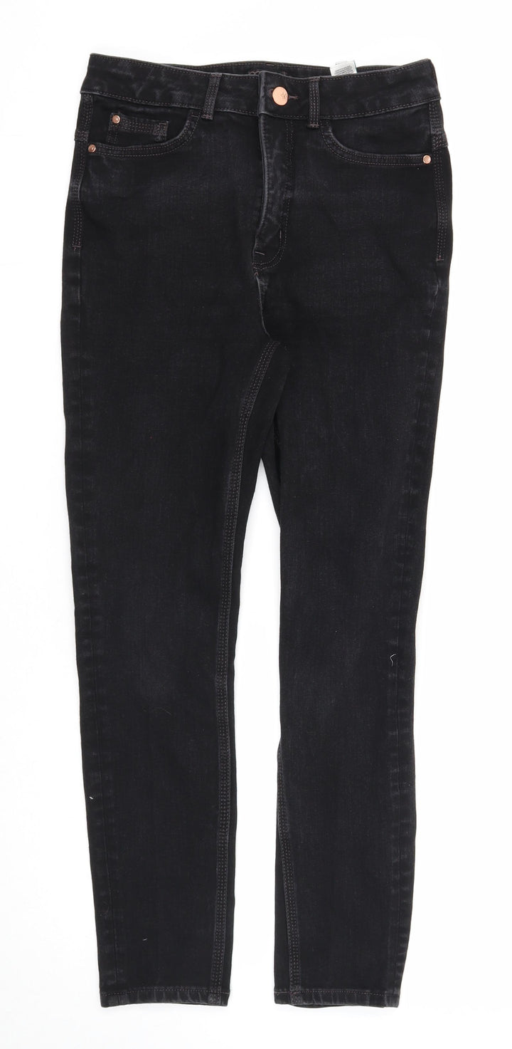 Marks and Spencer Womens Black Cotton Skinny Jeans Size 10 Regular Zip