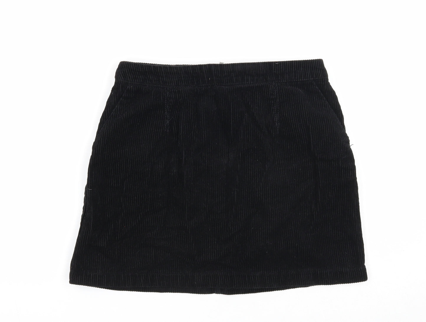New Look Womens Black Cotton Mini Skirt Size 6 Zip
