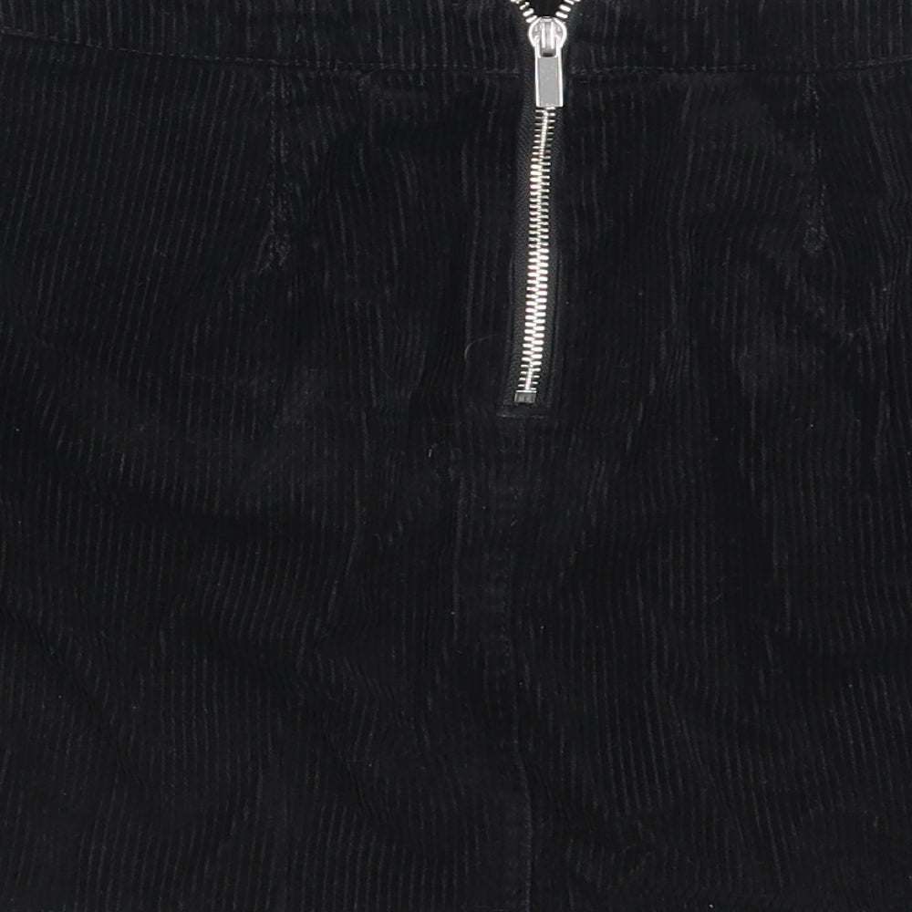 New Look Womens Black Cotton Mini Skirt Size 6 Zip