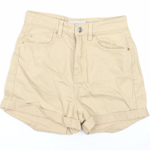 Denim & Co. Womens Beige Cotton Boyfriend Shorts Size 8 Regular Zip