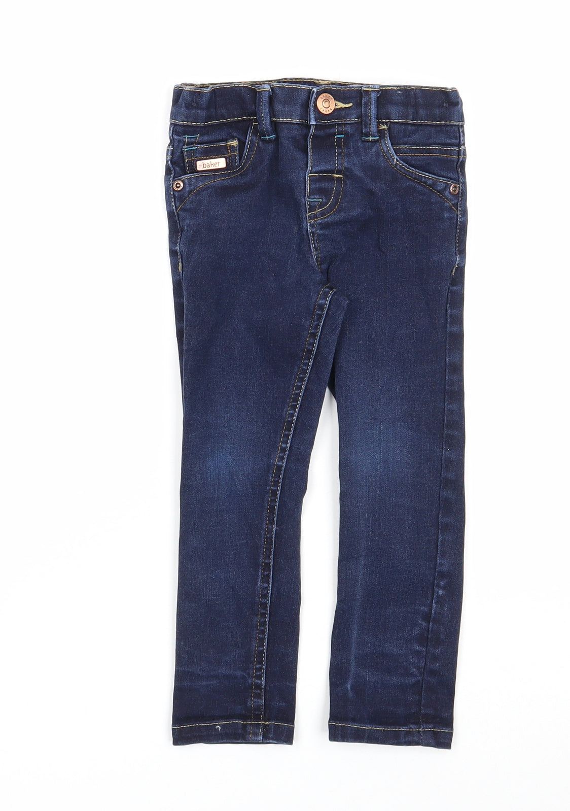 Baker Boys Blue Cotton Straight Jeans Size 2-3 Years Regular Zip