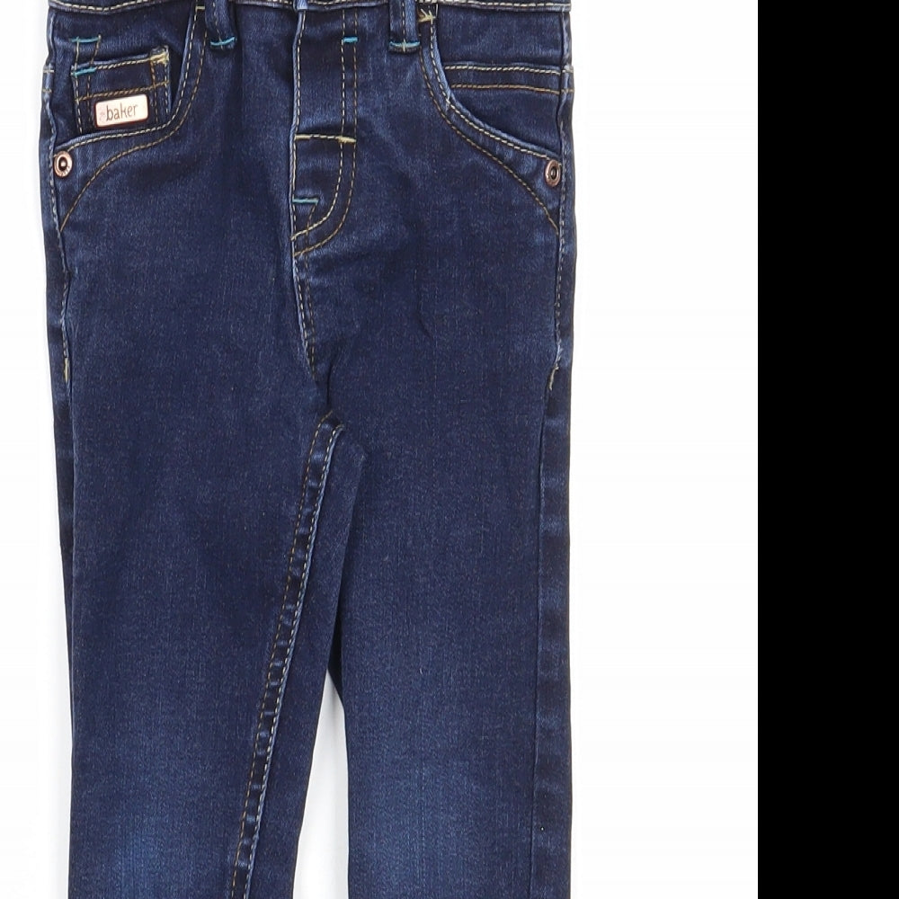 Baker Boys Blue Cotton Straight Jeans Size 2-3 Years Regular Zip