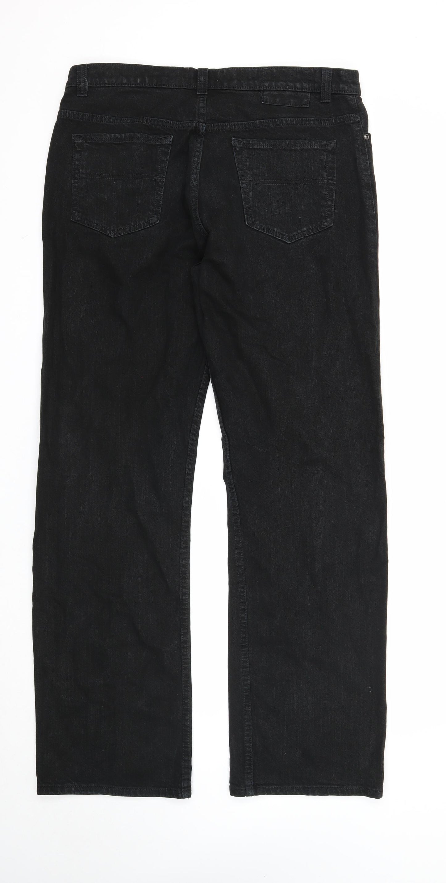 Blue Harbour Mens Black Cotton Straight Jeans Size 36 in L35 in Regular Zip