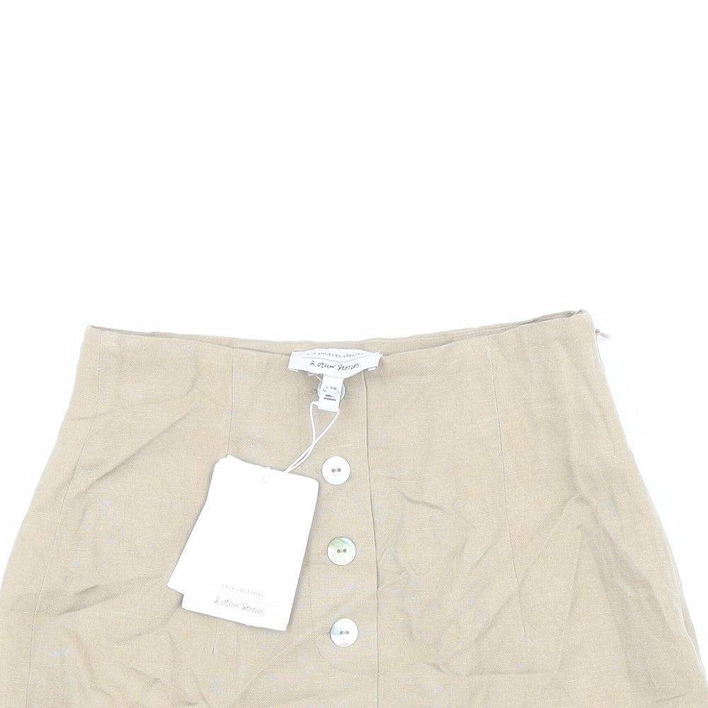 Los Angeles Atelier Womens Beige Viscose Straight & Pencil Skirt Size XS Zip