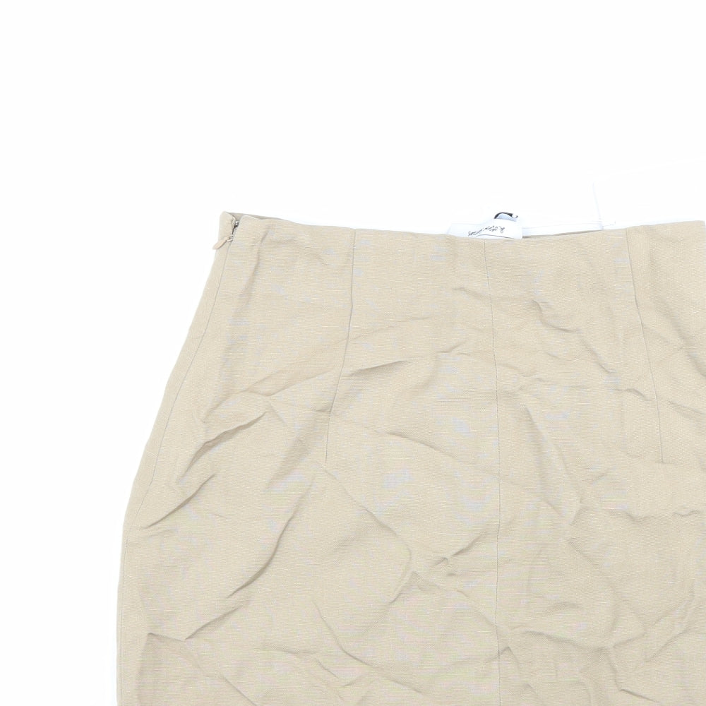 Los Angeles Atelier Womens Beige Viscose Straight & Pencil Skirt Size XS Zip