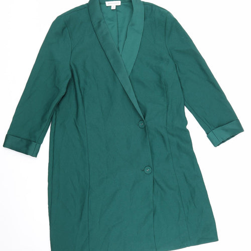 Warehouse Womens Green Overcoat Coat Size 10 Button