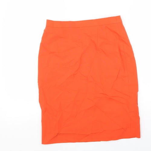 Laurèl Womens Orange Wool Straight & Pencil Skirt Size S Zip