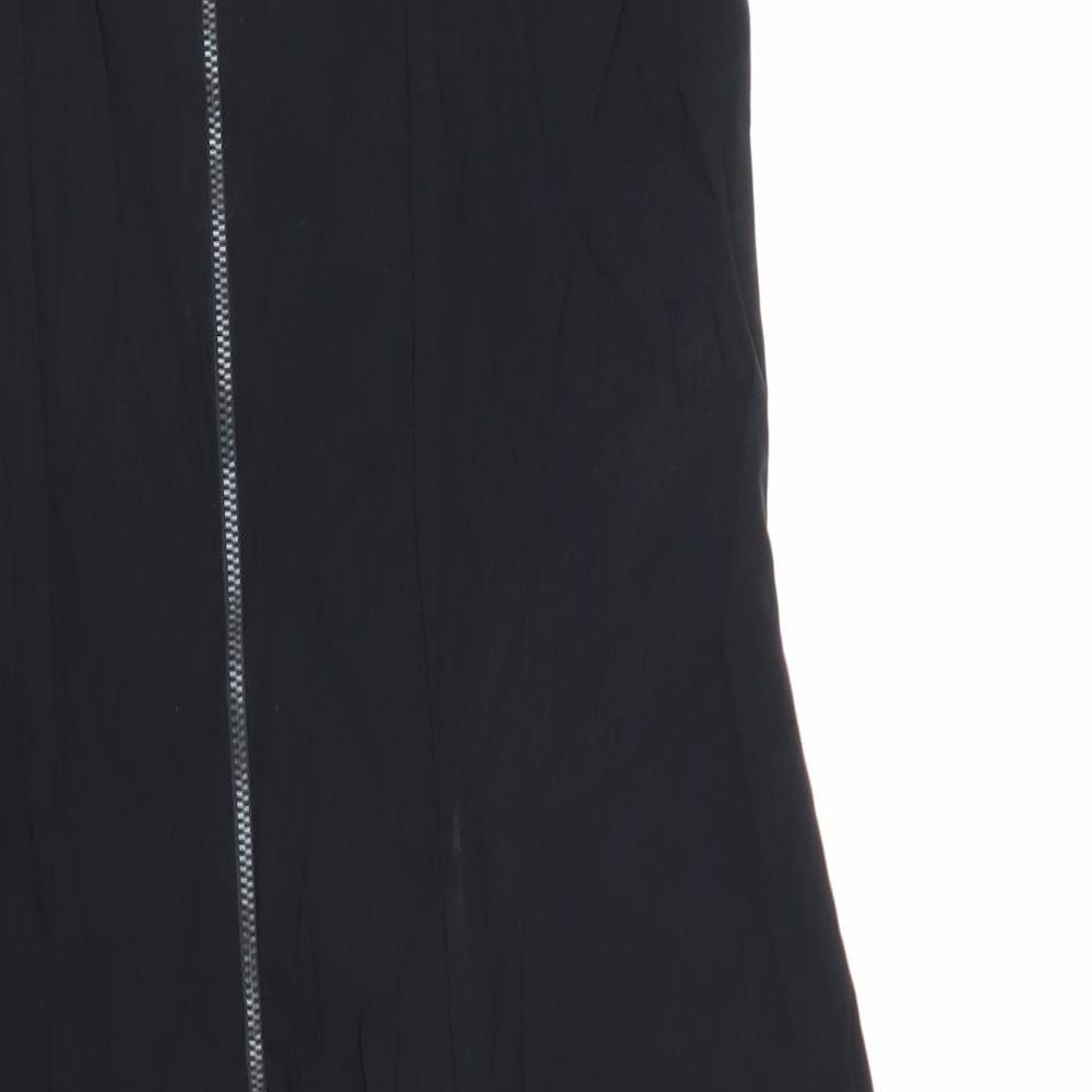Star Womens Black Geometric Viscose Bodycon Size 14 V-Neck Zip
