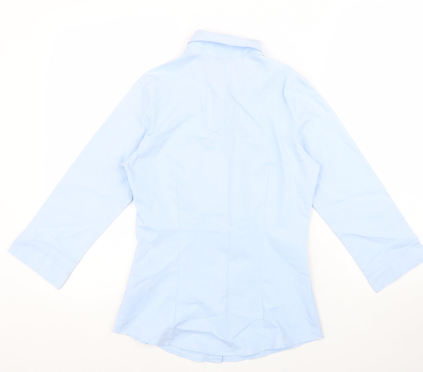 Marks and Spencer Womens Blue Polyester Basic Button-Up Size 6 V-Neck