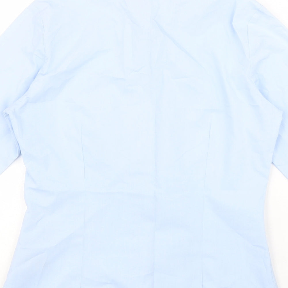 Marks and Spencer Womens Blue Polyester Basic Button-Up Size 6 V-Neck