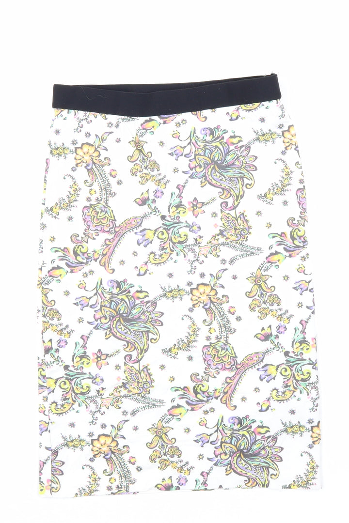 Zara Womens White Floral Polyamide Skort Skirt Size S Hook & Loop