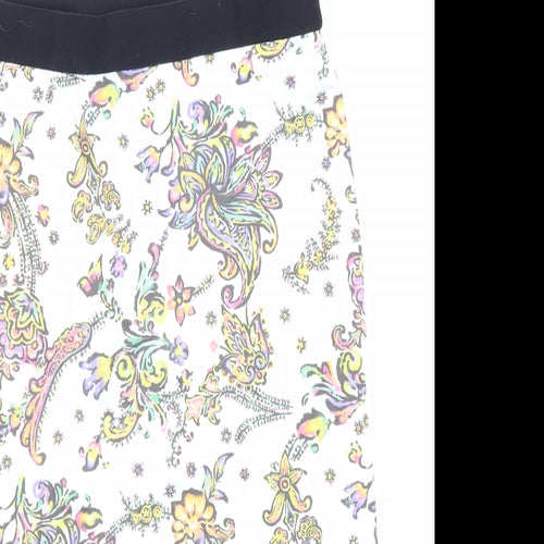 Zara Womens White Floral Polyamide Skort Skirt Size S Hook & Loop