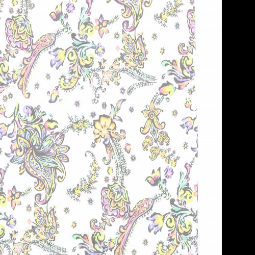 Zara Womens White Floral Polyamide Skort Skirt Size S Hook & Loop