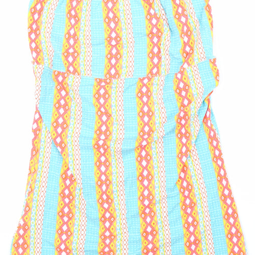 Preworn Womens Multicoloured Geometric Cotton Straight & Pencil Skirt Size 18 Hook & Loop