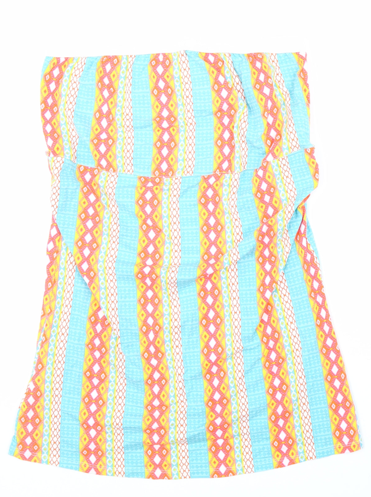 Preworn Womens Multicoloured Geometric Cotton Straight & Pencil Skirt Size 18 Hook & Loop