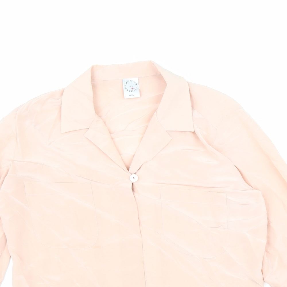 Country Casuals Womens Pink Silk Basic Blouse Size S Collared