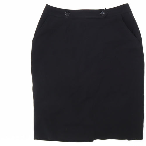 AMARANTO Womens Black Polyester Straight & Pencil Skirt Size 12 Zip