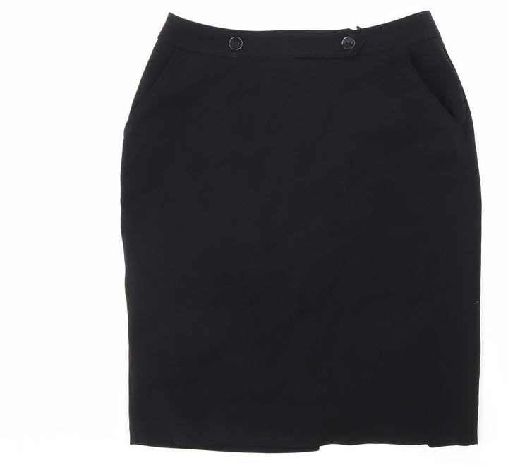 AMARANTO Womens Black Polyester Straight & Pencil Skirt Size 12 Zip