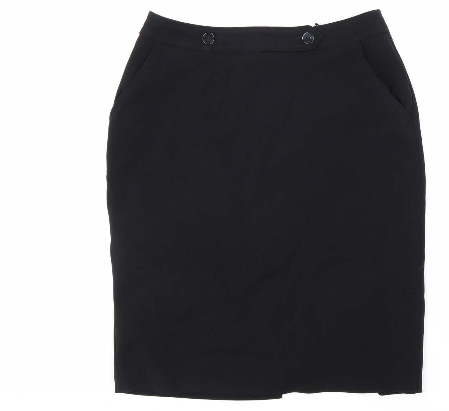 AMARANTO Womens Black Polyester Straight & Pencil Skirt Size 12 Zip