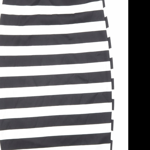 Parisian Collection Womens Black Striped Polyester Straight & Pencil Skirt Size S Hook & Loop