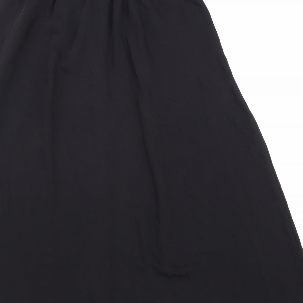 H&M Womens Black Polyester Swing Skirt Size S Button