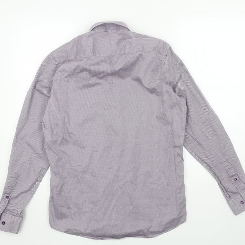 6th Sense Mens Purple Geometric Cotton Button-Up Size M Collared Button