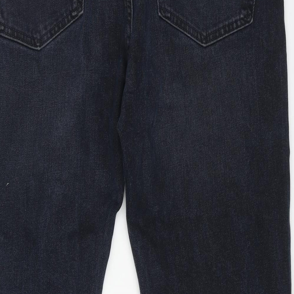 Marks and Spencer Mens Blue Cotton Straight Jeans Size 36 in L29 in Regular Button