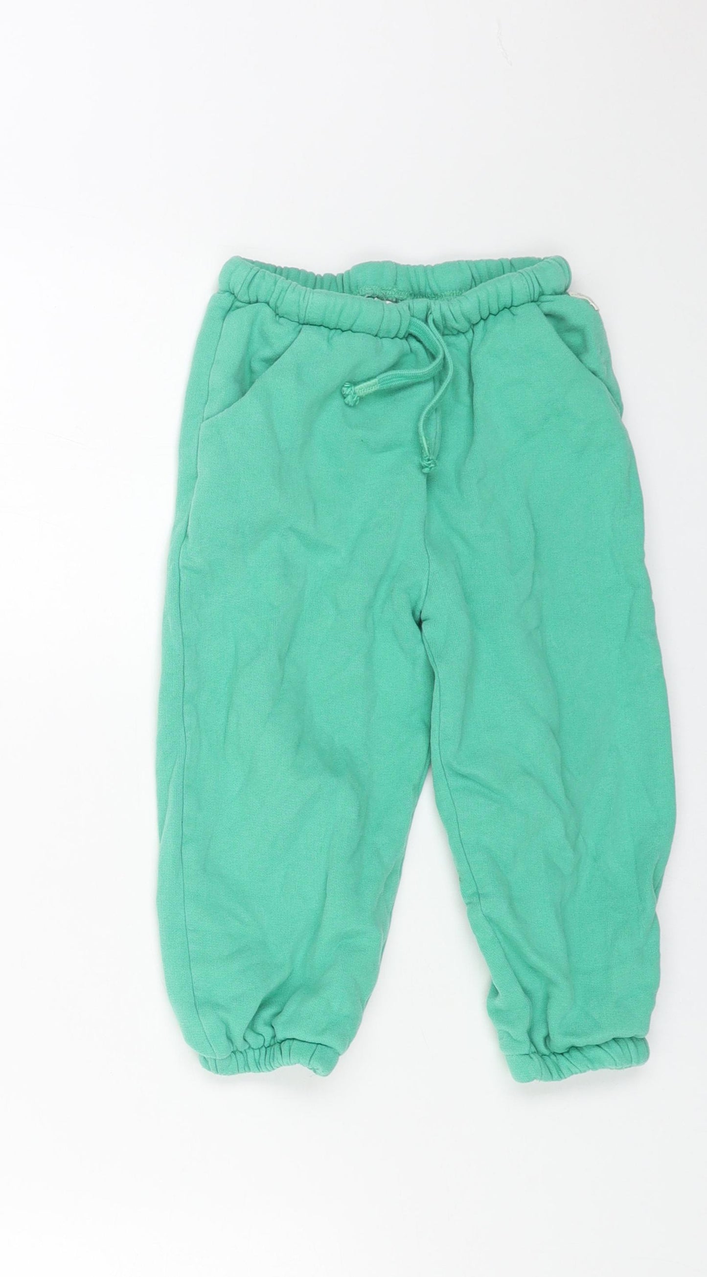 NEXT Girls Green Cotton Jogger Trousers Size 2-3 Years Regular Drawstring