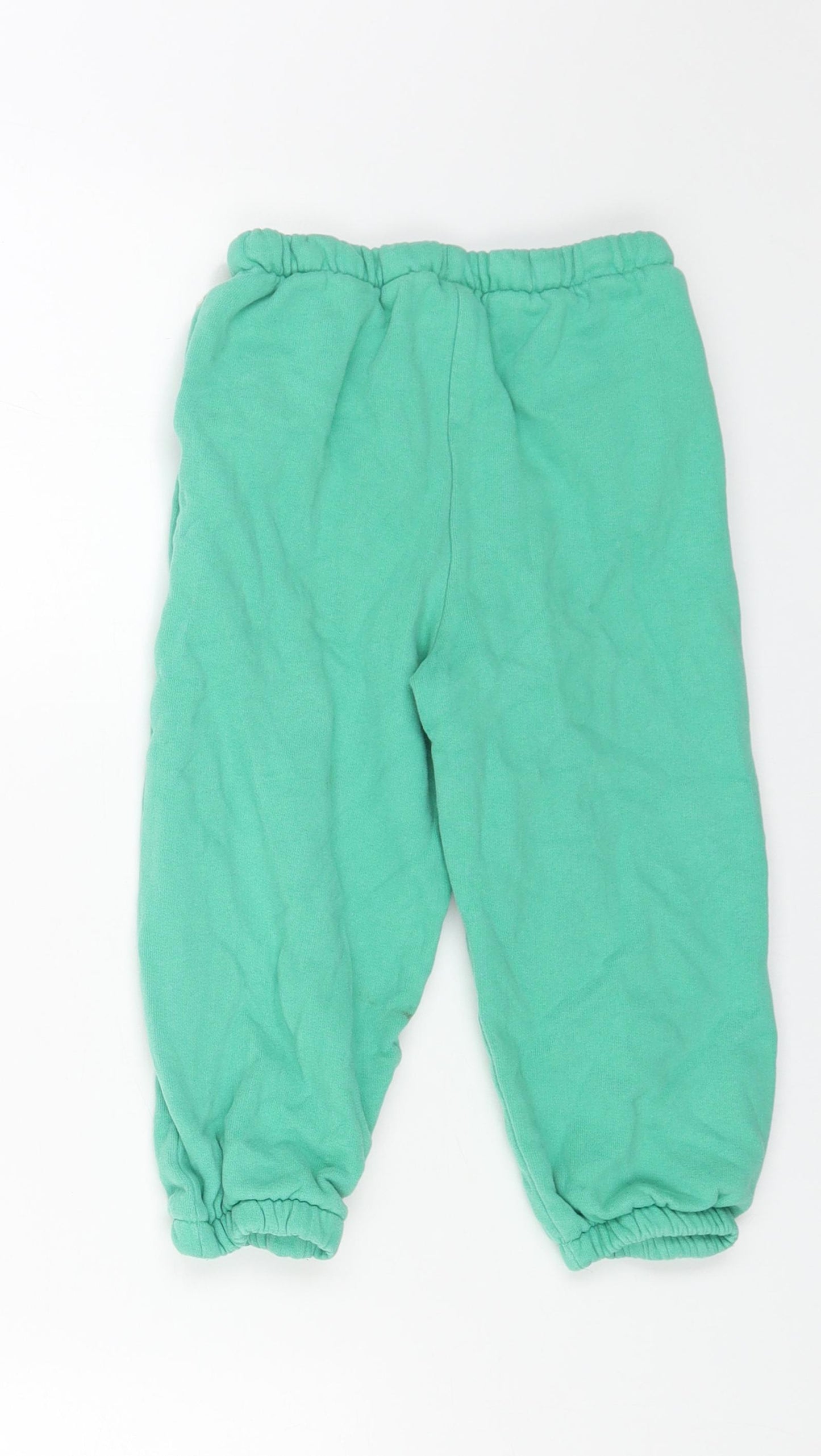 NEXT Girls Green Cotton Jogger Trousers Size 2-3 Years Regular Drawstring