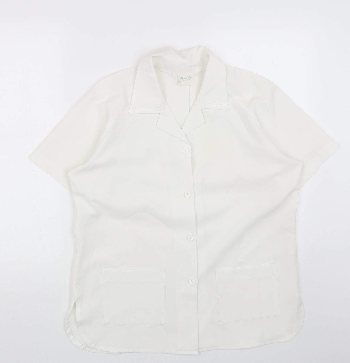 Matilda Jane Womens White Polyester Basic Button-Up Size 14 V-Neck