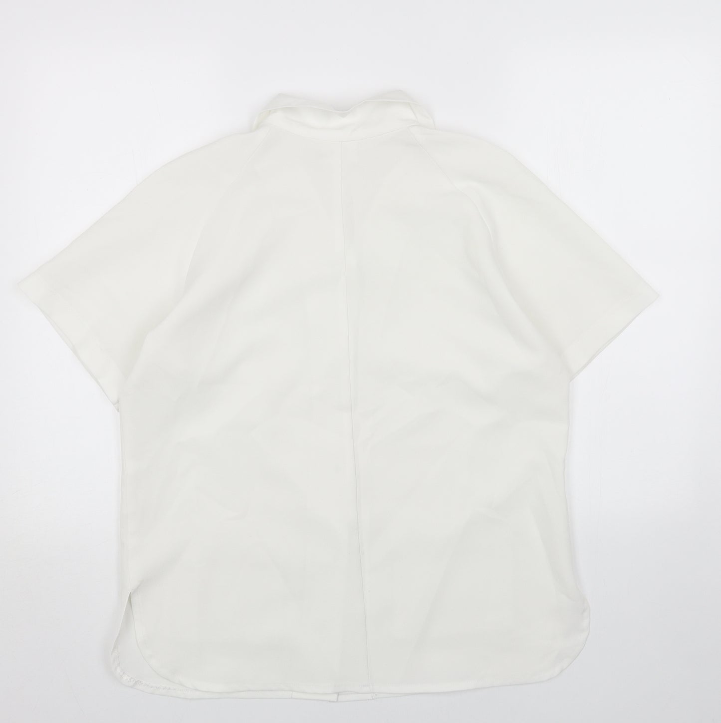 Matilda Jane Womens White Polyester Basic Button-Up Size 14 V-Neck