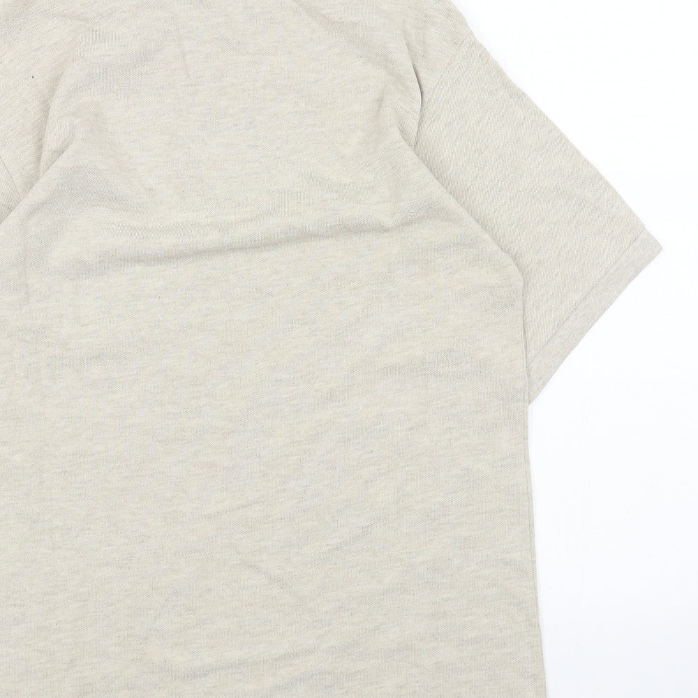 Marks and Spencer Mens Beige Cotton Polo Size S Collared Button