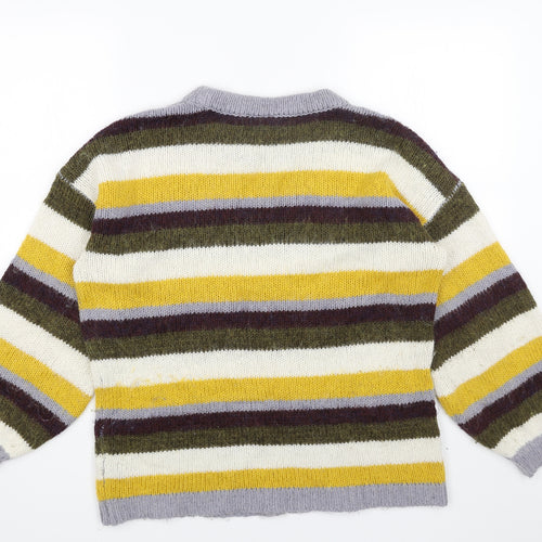 Topshop Womens Multicoloured Roll Neck Striped Acrylic Pullover Jumper Size 8