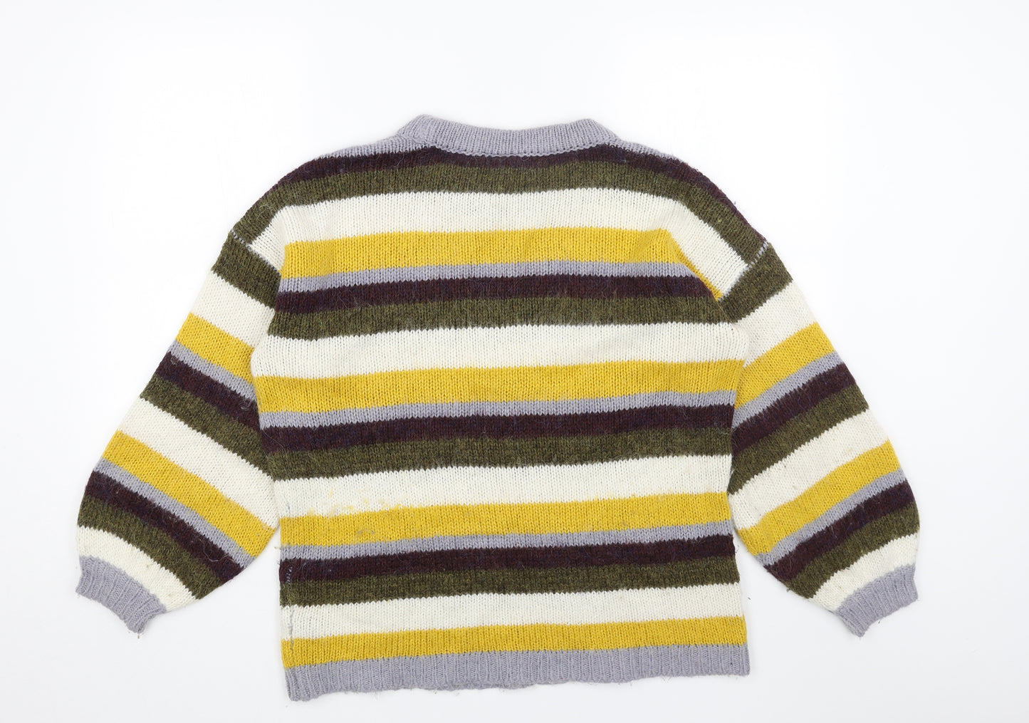 Topshop Womens Multicoloured Roll Neck Striped Acrylic Pullover Jumper Size 8