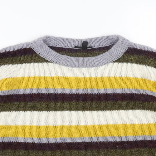 Topshop Womens Multicoloured Roll Neck Striped Acrylic Pullover Jumper Size 8
