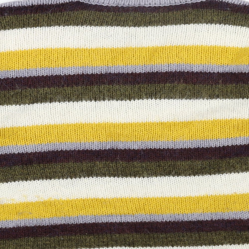 Topshop Womens Multicoloured Roll Neck Striped Acrylic Pullover Jumper Size 8