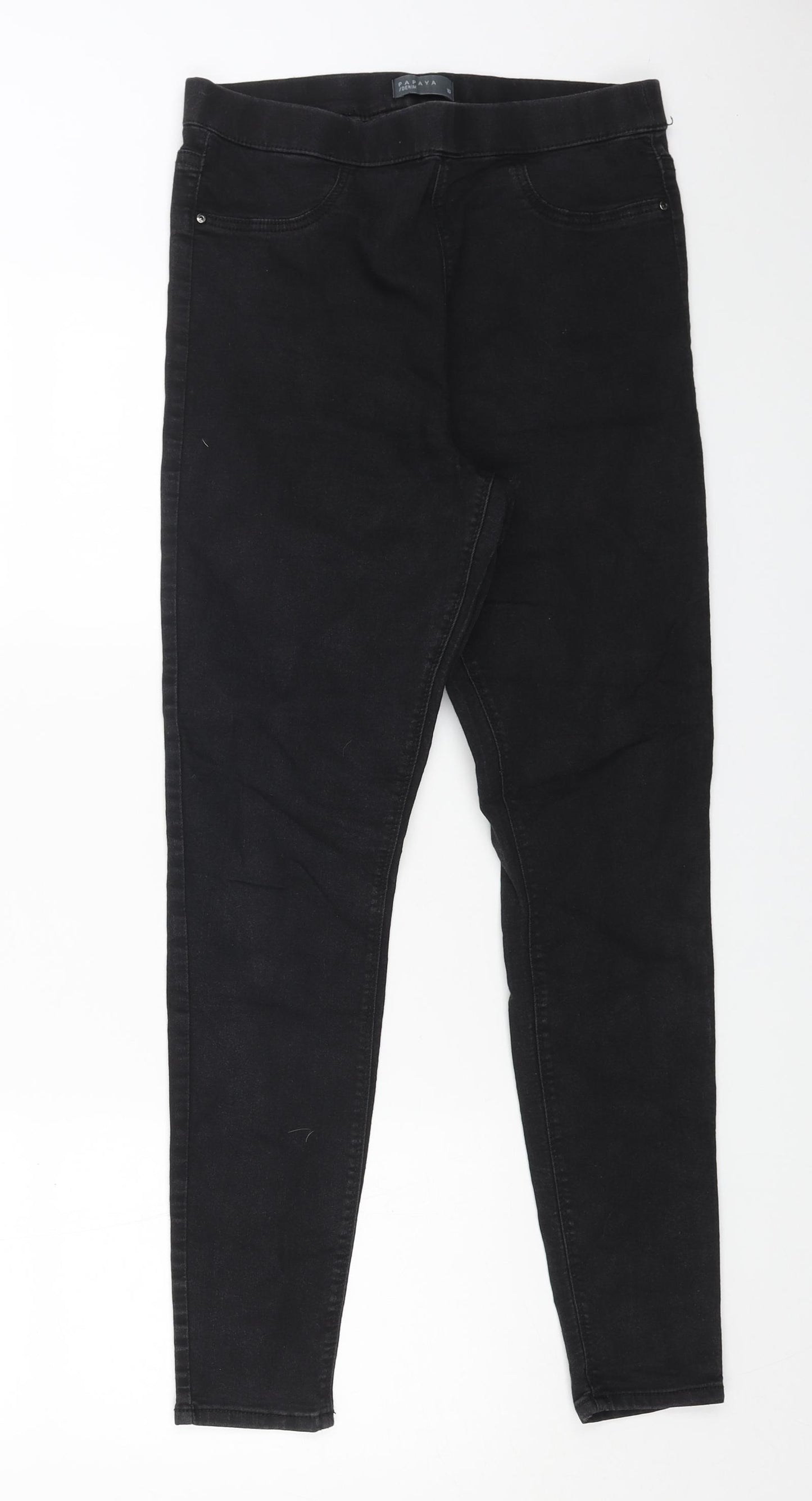 Papaya Womens Black Cotton Jegging Jeans Size 10 L26 in Regular