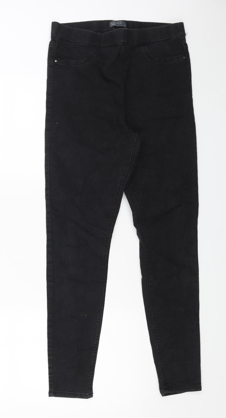 Papaya Womens Black Cotton Jegging Jeans Size 10 L26 in Regular